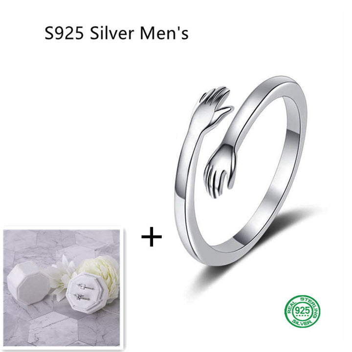 S925 Silver Hug Palm Finger Ring, Smooth Exquisite Couple Ring, Special Anniversary Gift, For Couples, For Him, For Her, Best Friend Birthday