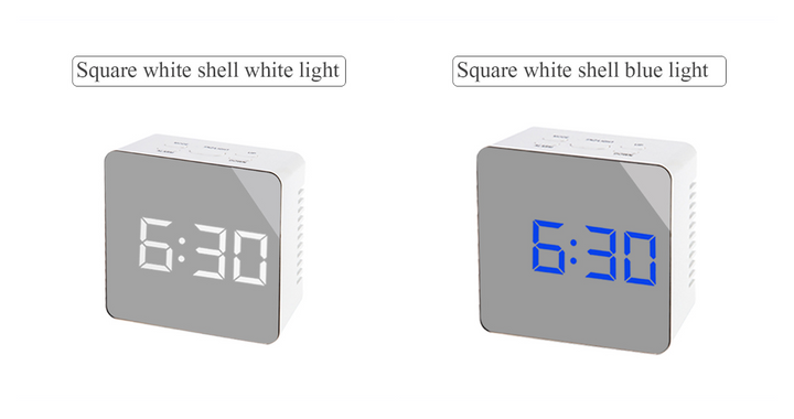 Digital LED multi-function mirror clock