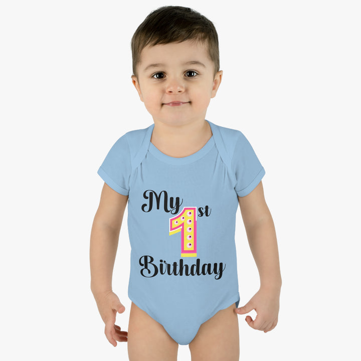 First Birthday Onesie, Baby Girl First Birthday Commemorative Shirt, Infant Baby Rib Bodysuit, Birthday Milestone Gifts for Baby