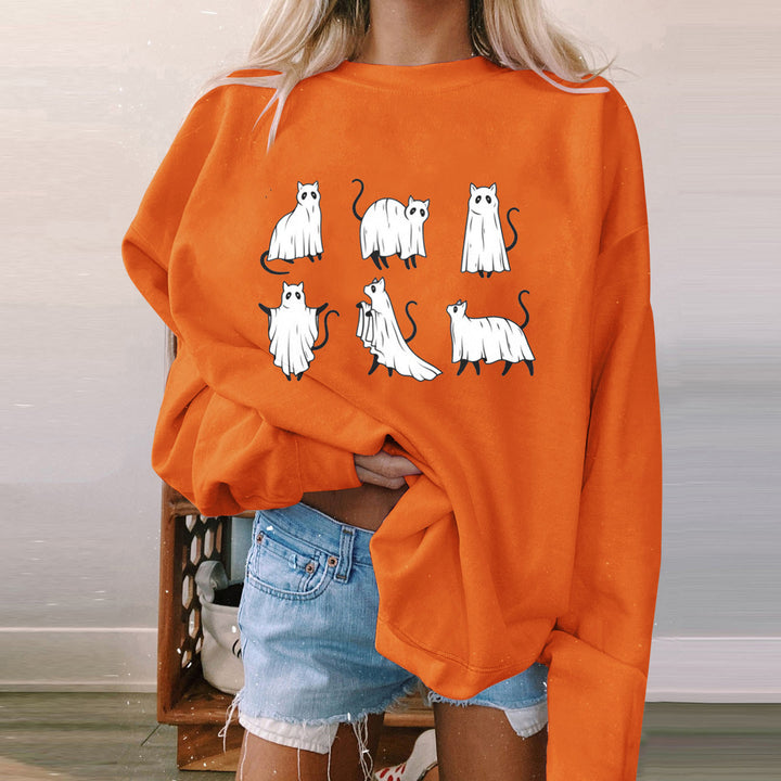 Halloween Women's Long Sleeve Casual Print Padded Sweatshirt