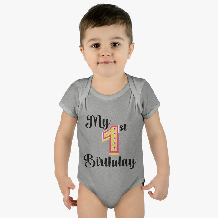 First Birthday Onesie, Baby Girl First Birthday Commemorative Shirt, Infant Baby Rib Bodysuit, Birthday Milestone Gifts for Baby