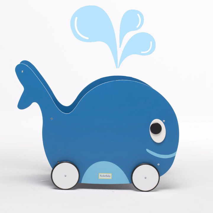 Whale Push Toy and Toy Storage Container for Children