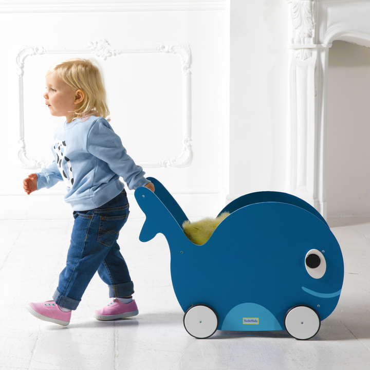 Whale Push Toy and Toy Storage Container for Children