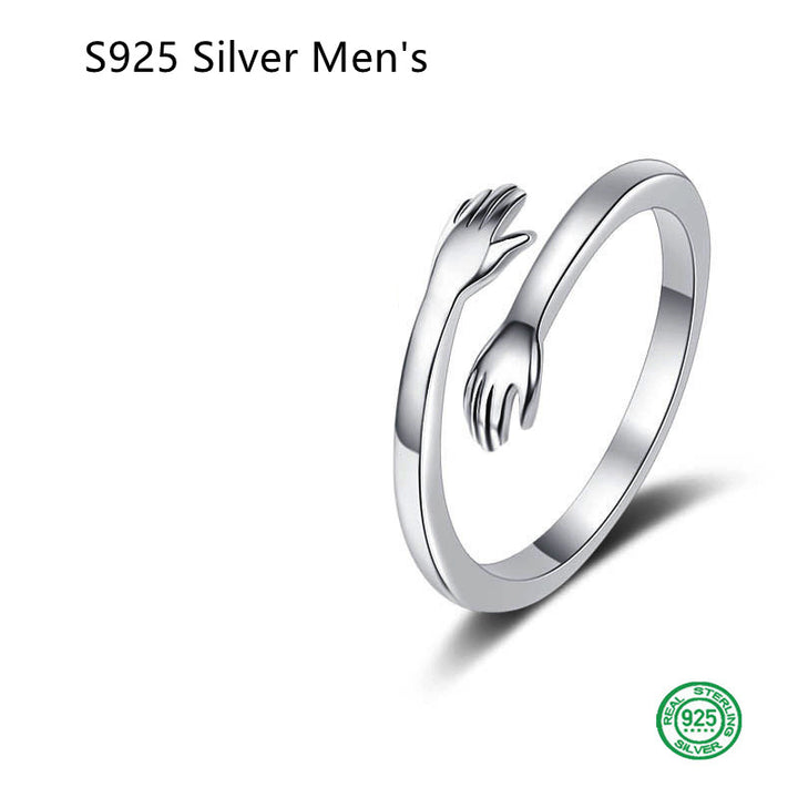 S925 Silver Hug Palm Finger Ring, Smooth Exquisite Couple Ring, Special Anniversary Gift, For Couples, For Him, For Her, Best Friend Birthday