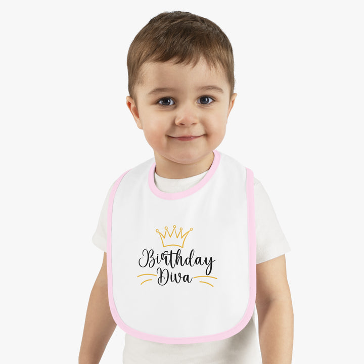 Birthday Diva Baby Bib, Birthday Bib for Baby Girl, Novelty Birthday Gifts for Baby, Baby Contrast Trim Jersey Bib