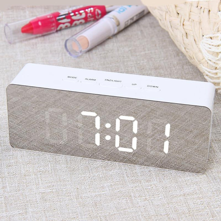 Digital LED multi-function mirror clock