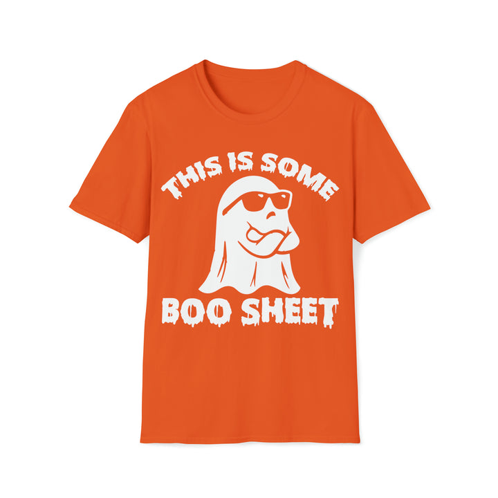 Funny Halloween Tee, Halloween Apparel for Men or Women, Unisex Softstyle T-Shirt, Novelty Halloween Gifts, This Is Some Boo Sheet