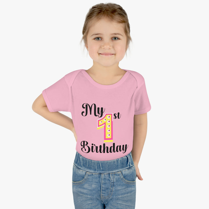 First Birthday Onesie, Baby Girl First Birthday Commemorative Shirt, Infant Baby Rib Bodysuit, Birthday Milestone Gifts for Baby