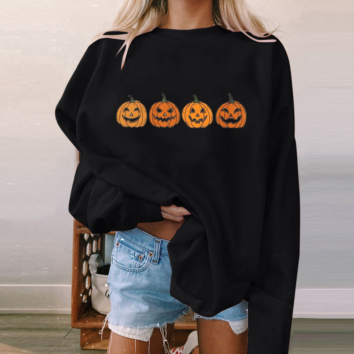 Halloween Women's Long Sleeve Casual Print Padded Sweatshirt