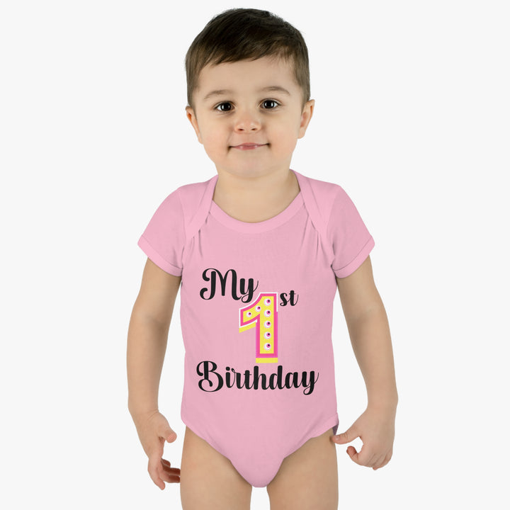 First Birthday Onesie, Baby Girl First Birthday Commemorative Shirt, Infant Baby Rib Bodysuit, Birthday Milestone Gifts for Baby