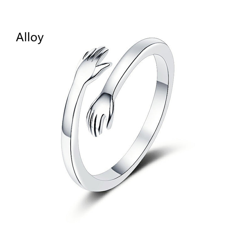 S925 Silver Hug Palm Finger Ring, Smooth Exquisite Couple Ring, Special Anniversary Gift, For Couples, For Him, For Her, Best Friend Birthday