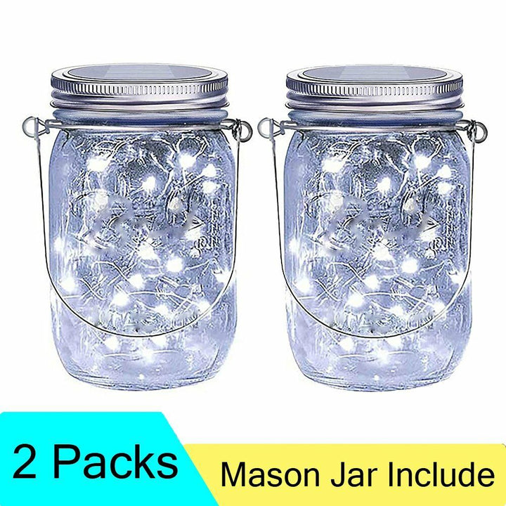 Solar Powered Fairy Lights, 2X Solar, Mason Jar Lid, Insert Fairy String Light, 20 LED Jar Included, Home and Garden Decor