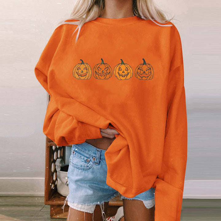 Halloween Women's Long Sleeve Casual Print Padded Sweatshirt