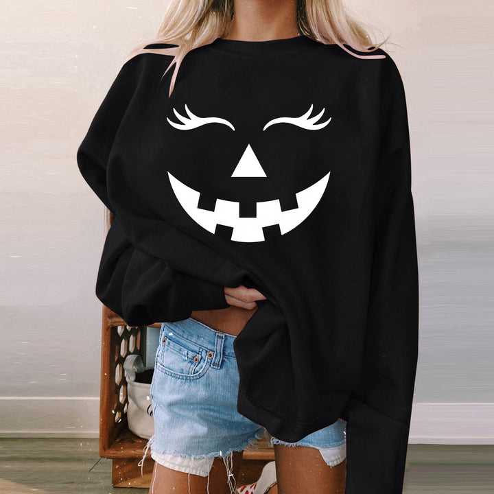 Halloween Women's Long Sleeve Casual Print Padded Sweatshirt