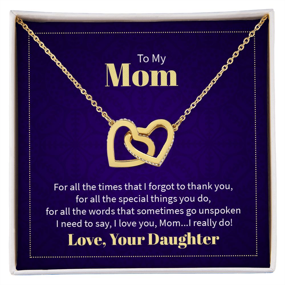 Interlocking Hearts Necklace - For Mom From Daughter