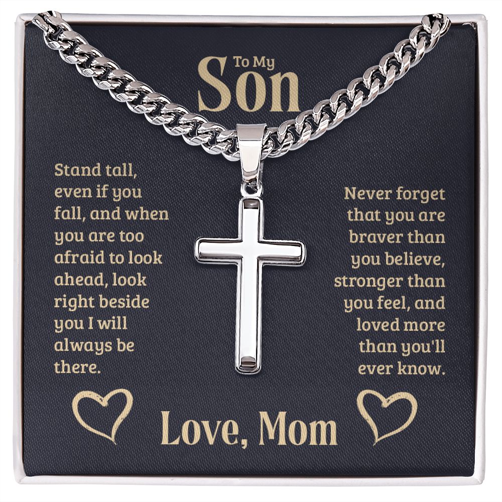 Artisan Cross Necklace - For Son From Mom