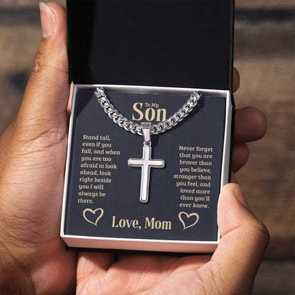 Artisan Cross Necklace - For Son From Mom