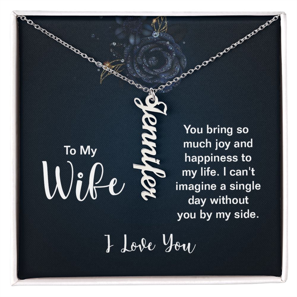 Customized Vertical Name Necklace - For Wife From Husband