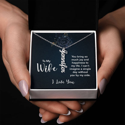 Customized Vertical Name Necklace - For Wife From Husband