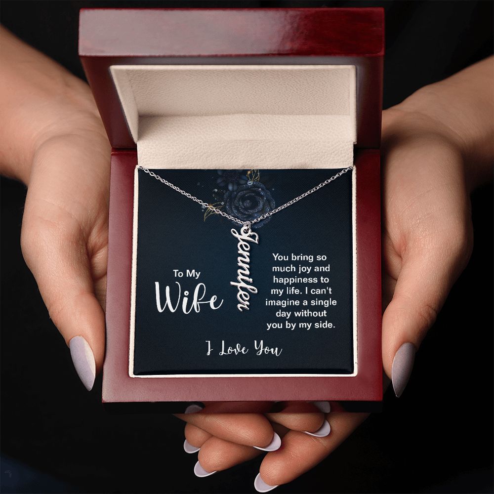 Customized Vertical Name Necklace - For Wife From Husband