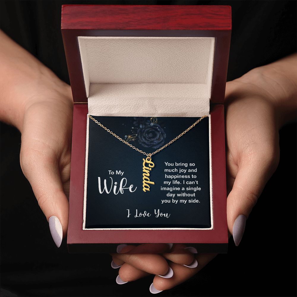 Customized Vertical Name Necklace - For Wife From Husband