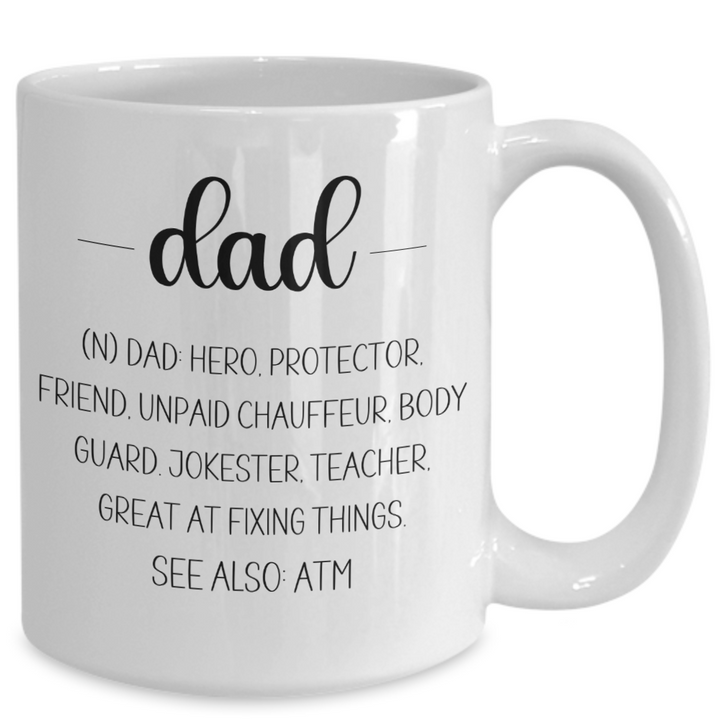 Funny Dad Mug, Hero Dad Coffee Cup, Novelty Father's Day Gifts for Dad, For Dad's Birthday from Son, from Daughter,