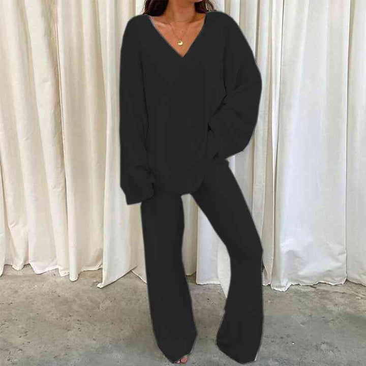 V-Neck Long Sleeve Pants Set