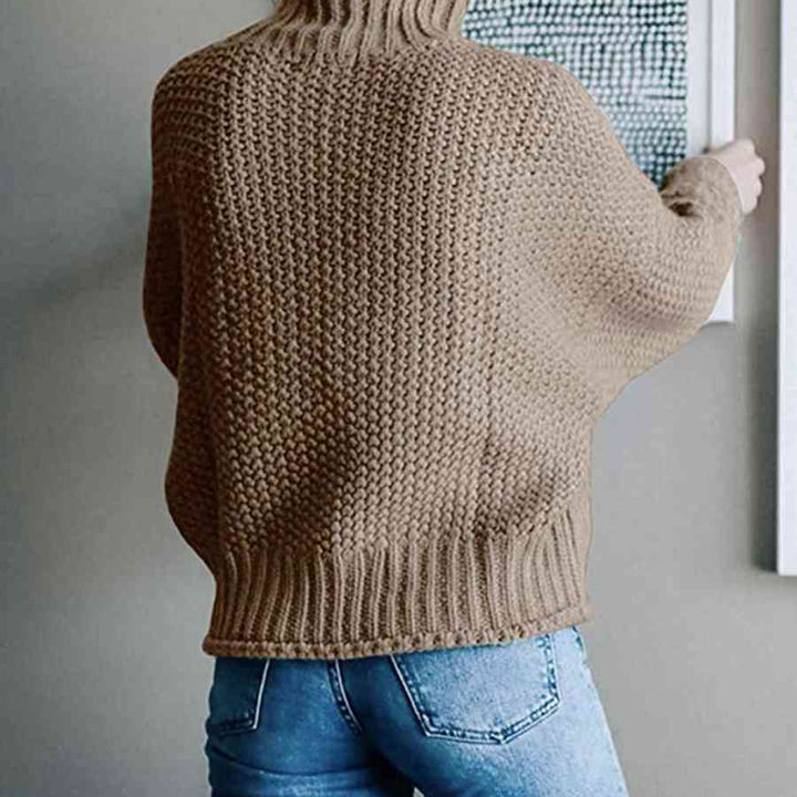 Chunky Pullover Turtleneck Sweater, Dropped Shoulder Sweater, Trendy Apparel For Women, Cute and Comfy Fall Sweater,