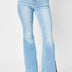 Judy Blue Full Size Mid Rise Raw Hem Slit Flare Jeans