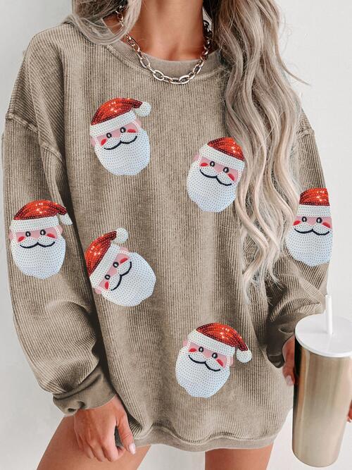Santa Ribbed Crewneck Holiday Sweatshirt