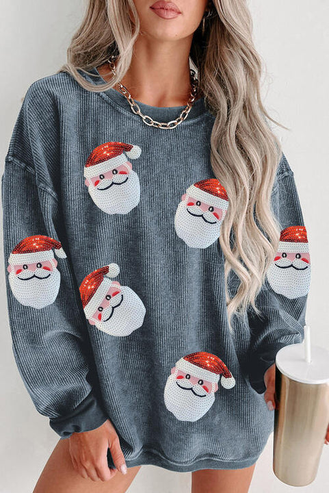 Santa Ribbed Crewneck Holiday Sweatshirt