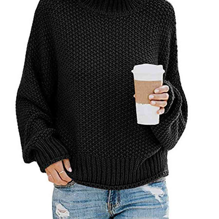 Chunky Pullover Turtleneck Sweater, Dropped Shoulder Sweater, Trendy Apparel For Women, Cute and Comfy Fall Sweater,