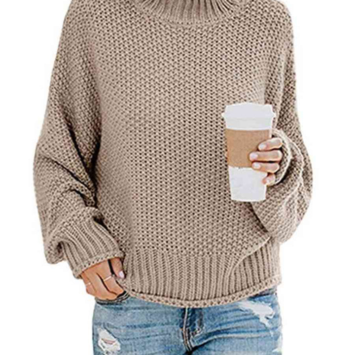 Chunky Pullover Turtleneck Sweater, Dropped Shoulder Sweater, Trendy Apparel For Women, Cute and Comfy Fall Sweater,