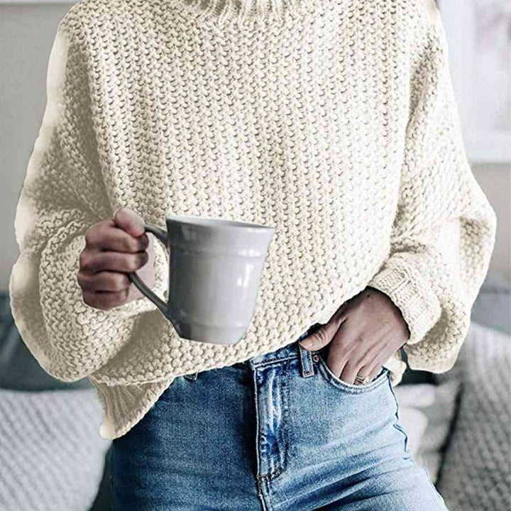 Chunky Pullover Turtleneck Sweater, Dropped Shoulder Sweater, Trendy Apparel For Women, Cute and Comfy Fall Sweater,