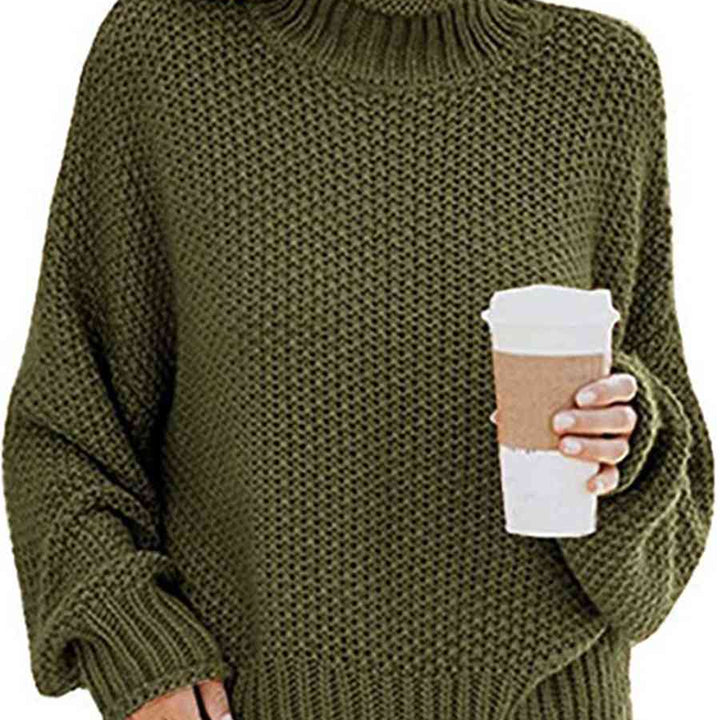 Chunky Pullover Turtleneck Sweater, Dropped Shoulder Sweater, Trendy Apparel For Women, Cute and Comfy Fall Sweater,