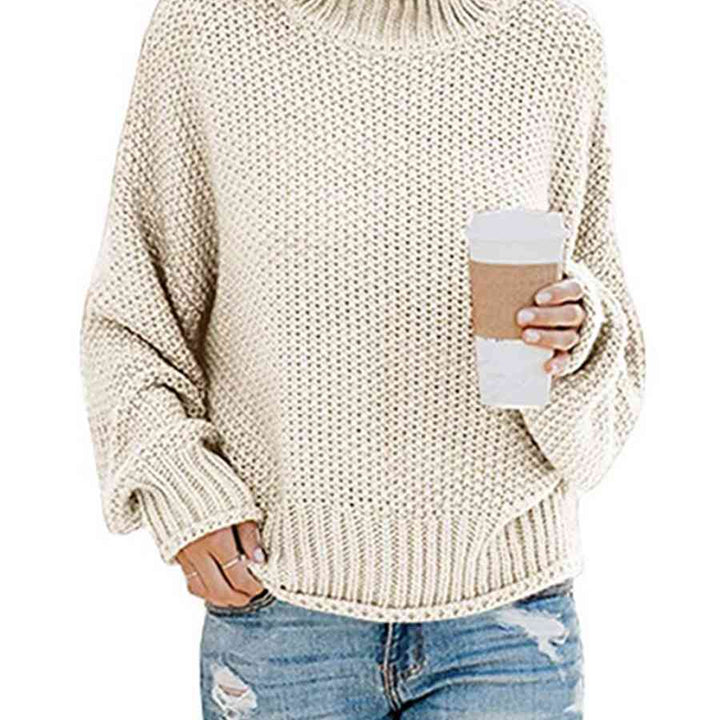 Chunky Pullover Turtleneck Sweater, Dropped Shoulder Sweater, Trendy Apparel For Women, Cute and Comfy Fall Sweater,