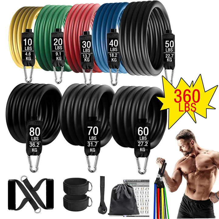 Fitness Resistance Bands Set, Home Gym Fitness Equipment for Yoga, Strength Training, Full-Body Workout Equipment, Compact Fitness Gear