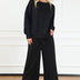 Double Take Full Size Textured Long Sleeve Top and Drawstring Pants Set