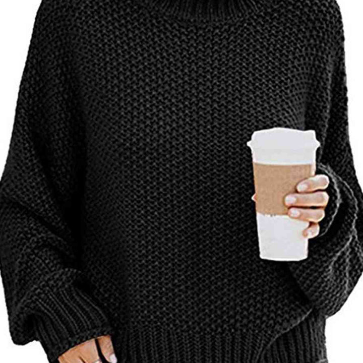 Chunky Pullover Turtleneck Sweater, Dropped Shoulder Sweater, Trendy Apparel For Women, Cute and Comfy Fall Sweater,