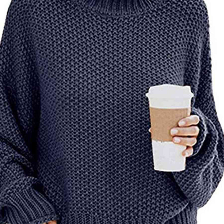 Chunky Pullover Turtleneck Sweater, Dropped Shoulder Sweater, Trendy Apparel For Women, Cute and Comfy Fall Sweater,