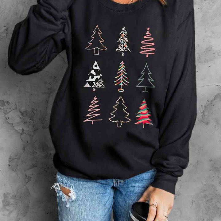 Trendy Christmas Tree Graphic Sweatshirt