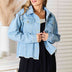 Women's Denim Jacket, Trendy Denim Jacket for Her, Double Take Dropped Shoulder Raw Hem Denim Jacket