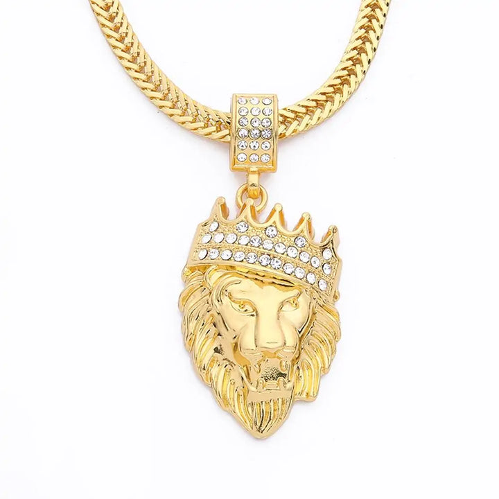 Unique Lion Jewelry Gifts for Men, Men Lion Head Necklace, Men's Gold Lion Necklace, Gold Necklace Chain with Lion Pendant, Hip Hop Chain Necklace, Pendant for Men