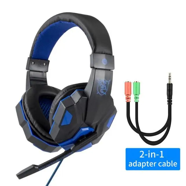 Led Light Wired Gamer Headset, USB Wired Gaming Headset, Gift for Gamers, Over Ear Headphones, Earbud for PS4 PC Laptop Xbox One PS5 Controller Nintendo Switch, with LED Light, Passive Noise Cancelling