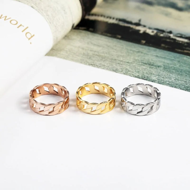 Trendy Rings and Jewelry, Ring Gifts for Her, Special Anniversary, Rose Gold Ring, Chain Link Finger Rings, Rose Gold Jewelry, Titanium Steel, Gift for Lover, Jewelry Accessories