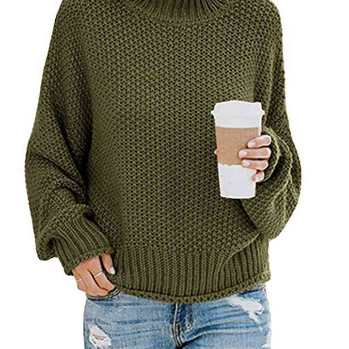 Chunky Pullover Turtleneck Sweater, Dropped Shoulder Sweater, Trendy Apparel For Women, Cute and Comfy Fall Sweater,