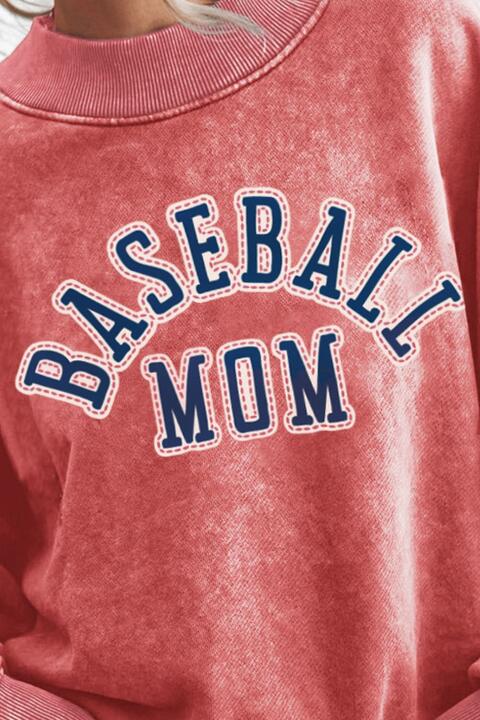 BASEBALL MOM Sweatshirt, Graphic Drop Shoulder Baseball Mom Sweatshirt, Novelty Gifts for Baseball Mom, Women's Sports Apparel