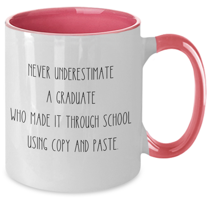 Fun Graduation Day Mug, Graduation Two Toned Coffee Cup, Gifts for Graduates, Gag Gifts for College Grad,