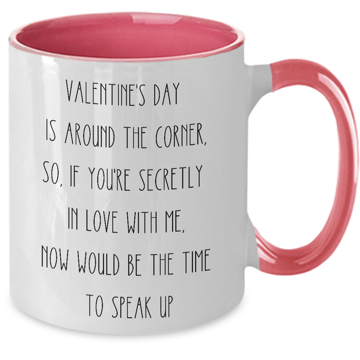 Gag Valentine's Day Mug, Two Toned Valentine Coffee Cup, Secret Crush Valentine Gift, Funny Mug for Coworker or Best Friend