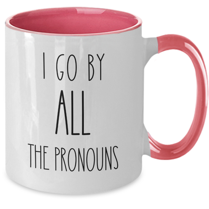 Funny Non-binary Mug, Nonbinary Two Toned Coffee Cup, Novelty Pronoun Present, Pronoun Present for Friends and Family, Nonbinary Birthday, Trendy Sayings